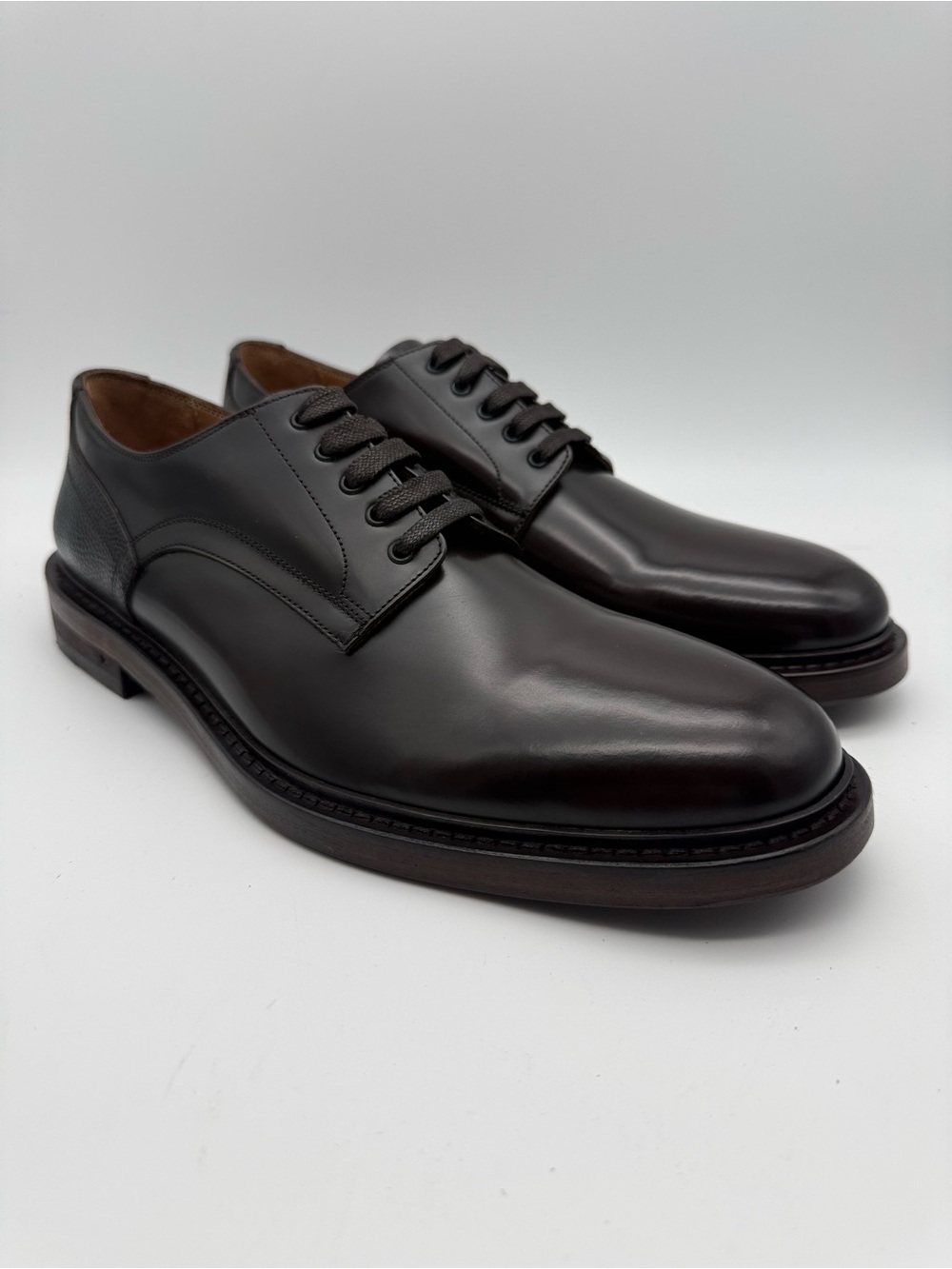 BRAND NEW George Brown Bilt Fulton Dark Brown Leather Oxfords Sz 11 M Italy